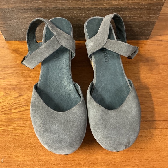 Cordani Womens Gray Suede Wooden Platform Sandals Size 39 US 8.5 Chunky Heel - Picture 5 of 8